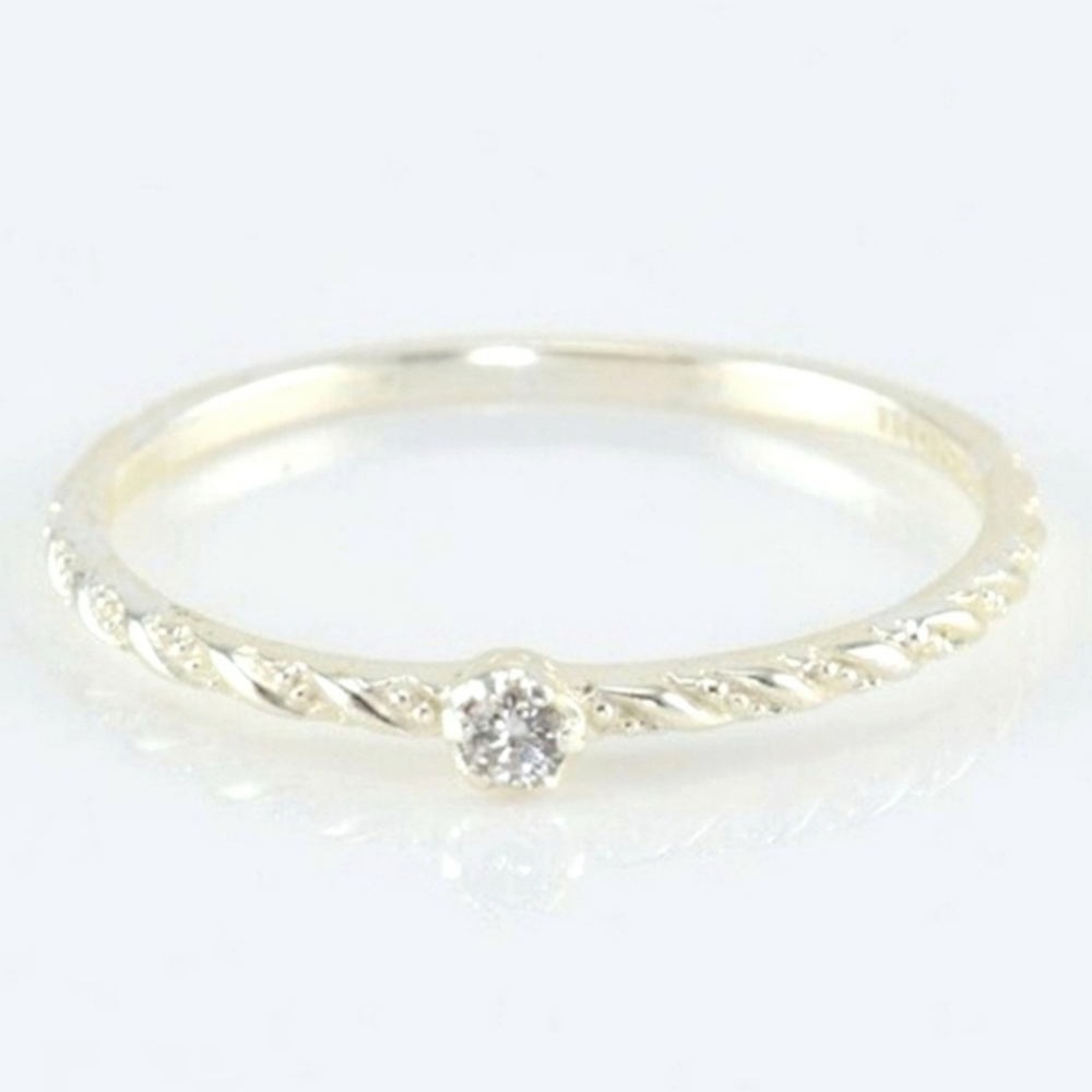 SOLD! Vintage 925 Sterling Silver & Cubic Zirconia Dainty Stack Band Ring